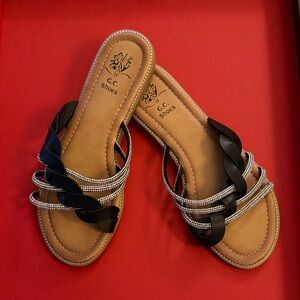 Women’s Open Toe Rhinestone Slide Sandals by G.C. Shoes